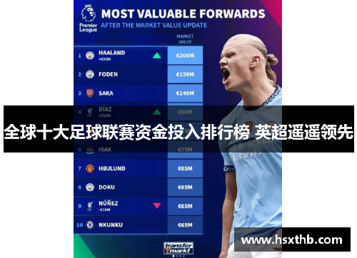全球十大足球联赛资金投入排行榜 英超遥遥领先