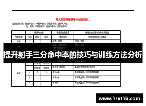 提升射手三分命中率的技巧与训练方法分析